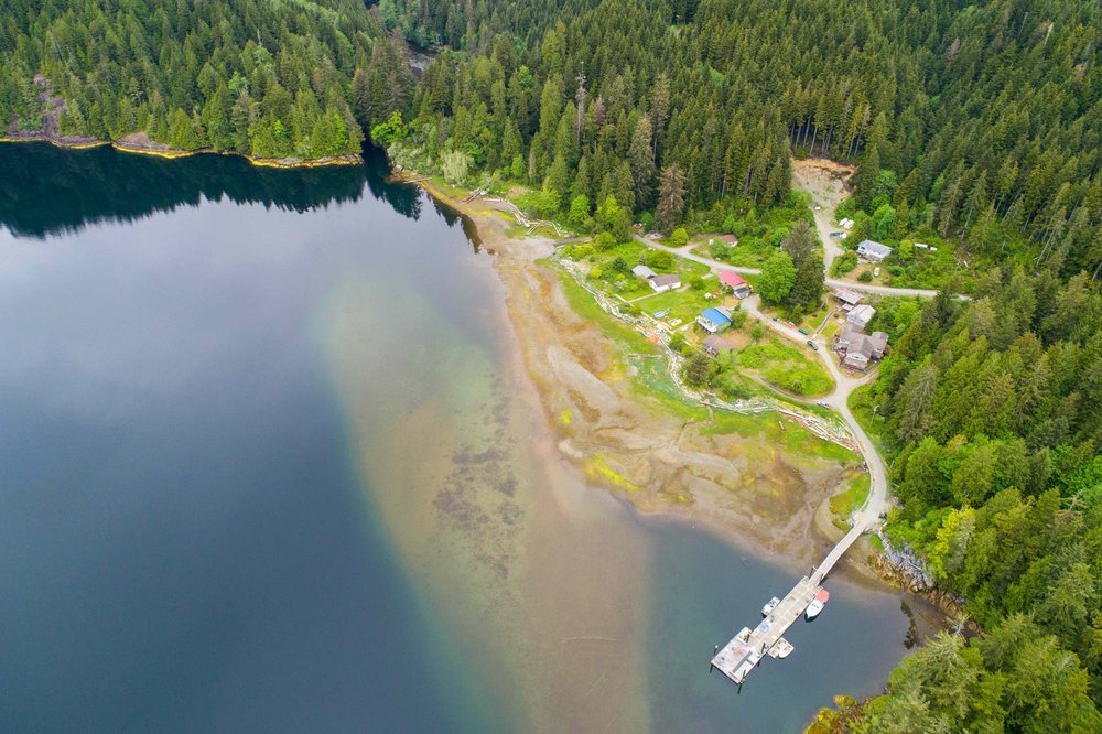 Aerial view of the Ehthlateese village and waterfront